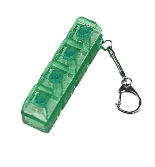 4 Keys Keyboard Fidget Toy Keychain Stress Relief Clicker Fidget Keyboard with LED, Squeeze Toy Crystal Transparent Bag Charm