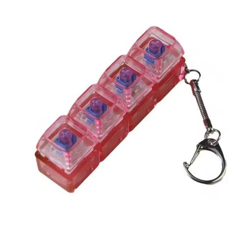 4 Keys Keyboard Fidget Toy Keychain Stress Relief Clicker Fidget Keyboard with LED, Squeeze Toy Crystal Transparent Bag Charm
