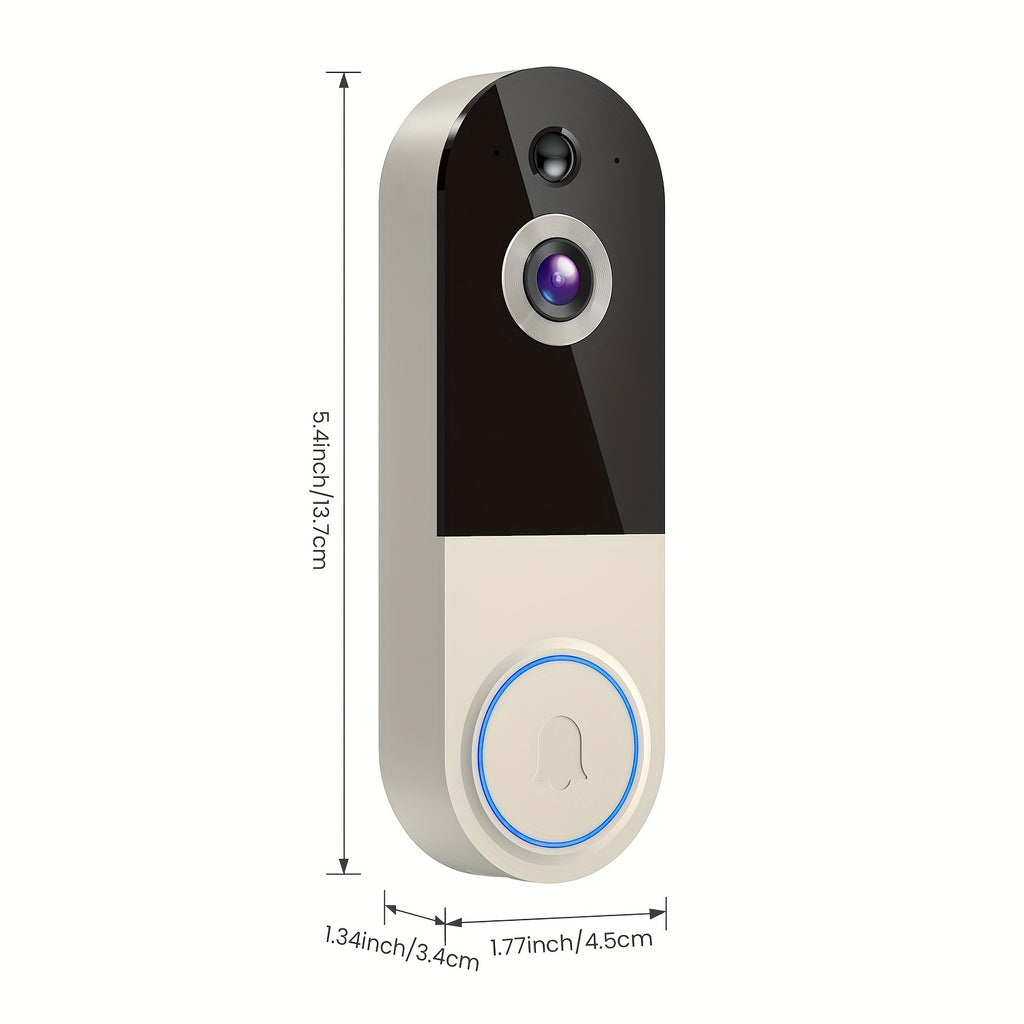Wireless Video Doorbell, Wall Mounted, 1440P, with AI Motion Detection, Remote Control Via Cell Phone, Easy to Install, for Home Monitoring, Two-Way Audio, Rechargeable Battery, Night Vision Function