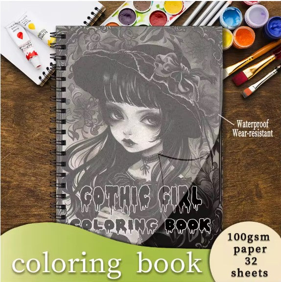 Adult Coloring Book - 8.3x 11.2 Inch 32 Pages Coloring Book Scary and Cute - Helps Reduce Stress and Ease Emotions