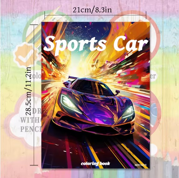 Racing Adult Coloring Book - 8.3x 11.2 Inch 22 Page Coloring Book - Helps Reduce Stress and Ease Emotions