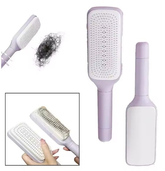 Automatic Cleaning Rotating Lifting Comb Self Cleaning Hairbrush Rotating Retractable Anti Static Massage Comb Scalp Hair Comb