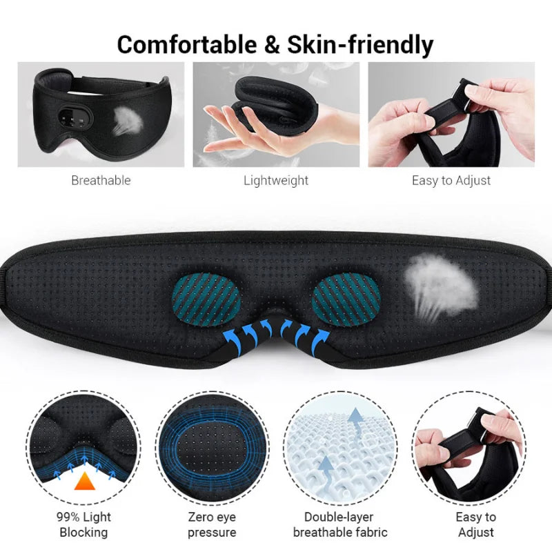 White noise version 3D wireless music sleep headset bluetooth eye mask microphone call manufacturers Dropshipping Christmas Gift