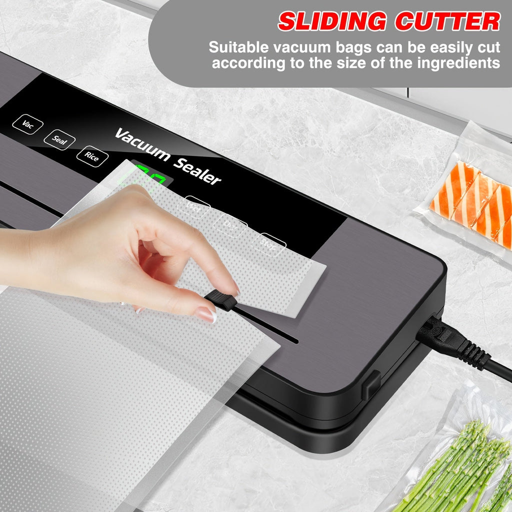 Multi-Functional Vacuum Sealer Machine, Automatic Food Sealer with 60 KPA Powerful Suction Vacuum Sealer Machine with 10 Sealer Bags, 5 Modes, for Keep Meat Vegetables Fruits Grains Fresh