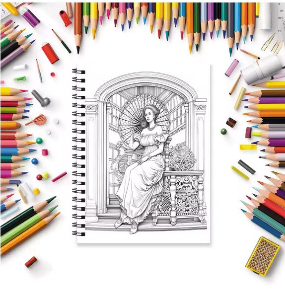 Adult Coloring Book - 8.3x 11.2 Inch 32 Pages Elegant Ladies Coloring Book - Helps Reduce Stress and Ease Emotions