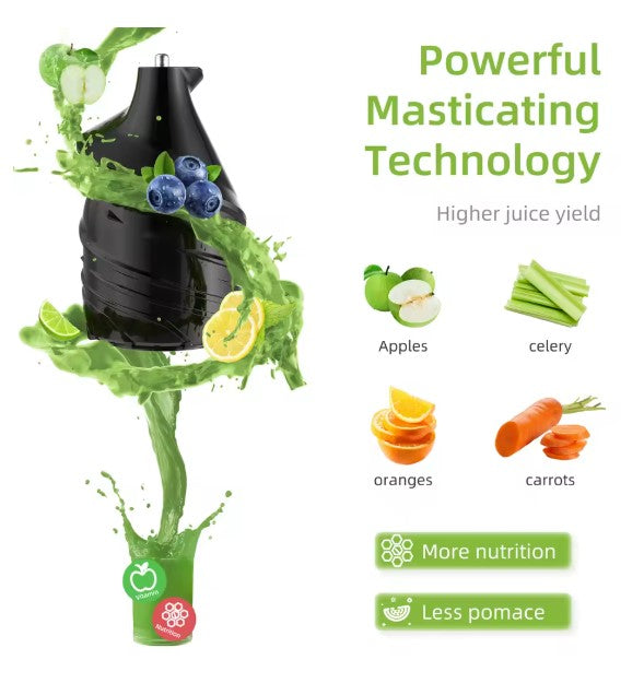 Mix Cold Press Juicer with 75mm Feed Chute, 200W 40-65RPM Powerful Motor Slow Masticating Juice Extractor Fits Whole Fruits
