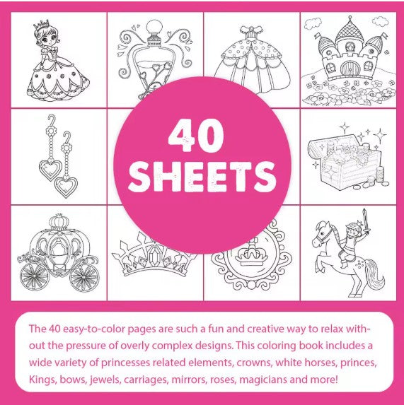 Princess Happy Birthday Coloring Book for Adults and Teens Stress Relief Creative Fun Activity Book Gift