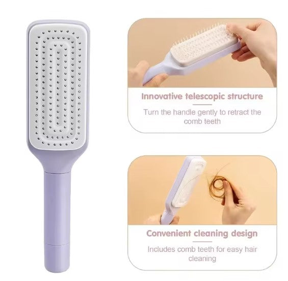 Automatic Cleaning Rotating Lifting Comb Self Cleaning Hairbrush Rotating Retractable Anti Static Massage Comb Scalp Hair Comb