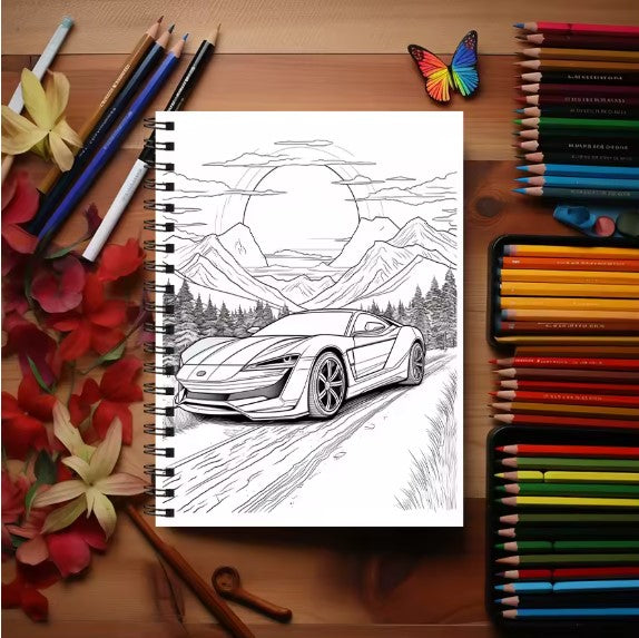 Racing Adult Coloring Book - 8.3x 11.2 Inch 22 Page Coloring Book - Helps Reduce Stress and Ease Emotions
