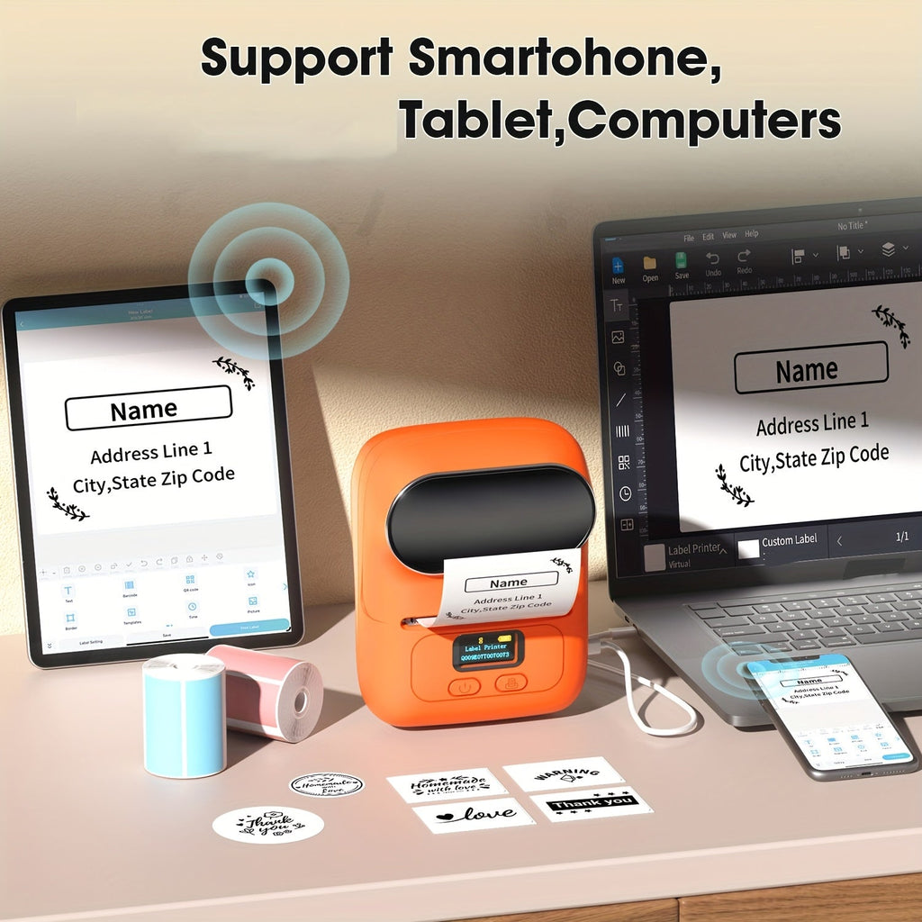 Label Makers - Barcode Label Printer Wireless Portable Thermal Printer For Small Business, Address, Logo, Clothing, Mailing, Sticker Printer For Phones & PC, Black