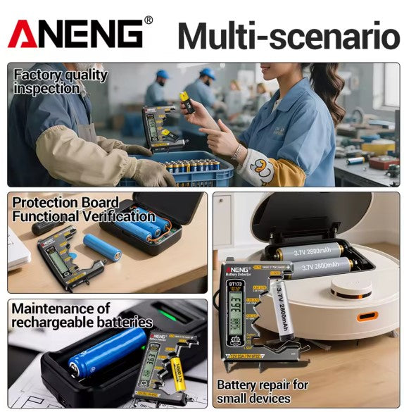 Digital Display Battery Voltage Tester ANENG BT173 High Precision 12V 23A/9V 6F22 Button Cell etc.Portable Universal Test Tools
