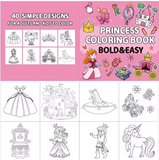 Princess Happy Birthday Coloring Book for Adults and Teens Stress Relief Creative Fun Activity Book Gift