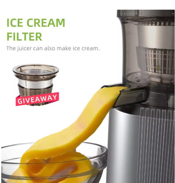 Mix Cold Press Juicer with 75mm Feed Chute, 200W 40-65RPM Powerful Motor Slow Masticating Juice Extractor Fits Whole Fruits