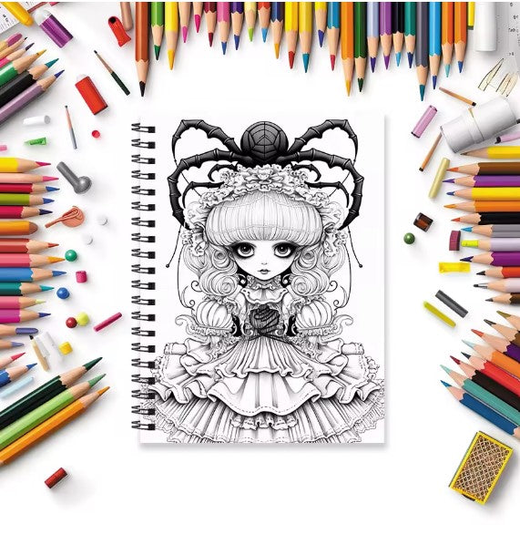 Adult Coloring Book - 8.3x 11.2 Inch 32 Pages Coloring Book Scary and Cute - Helps Reduce Stress and Ease Emotions