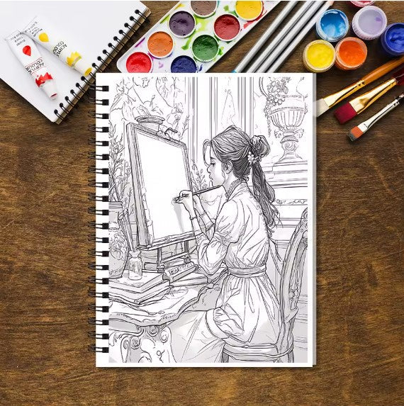 Adult Coloring Book - 8.3x 11.2 Inch 32 Pages Elegant Ladies Coloring Book - Helps Reduce Stress and Ease Emotions