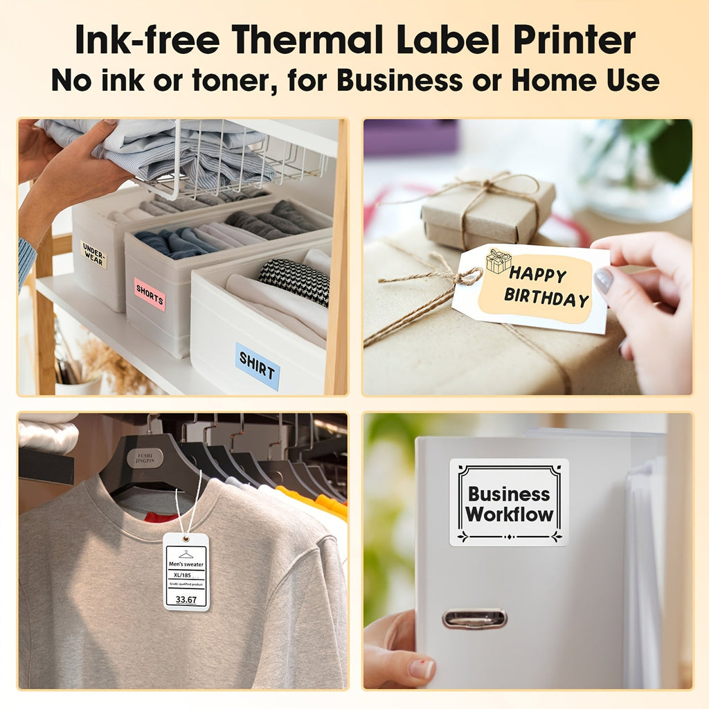 Label Makers - Barcode Label Printer Wireless Portable Thermal Printer For Small Business, Address, Logo, Clothing, Mailing, Sticker Printer For Phones & PC, Black