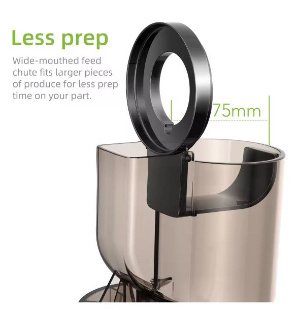 Mix Cold Press Juicer with 75mm Feed Chute, 200W 40-65RPM Powerful Motor Slow Masticating Juice Extractor Fits Whole Fruits