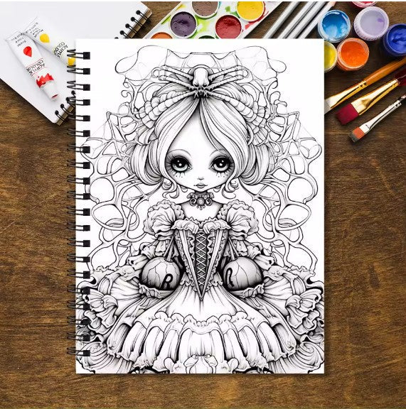 Adult Coloring Book - 8.3x 11.2 Inch 32 Pages Coloring Book Scary and Cute - Helps Reduce Stress and Ease Emotions