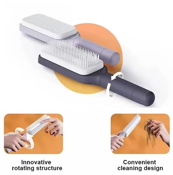 Automatic Cleaning Rotating Lifting Comb Self Cleaning Hairbrush Rotating Retractable Anti Static Massage Comb Scalp Hair Comb