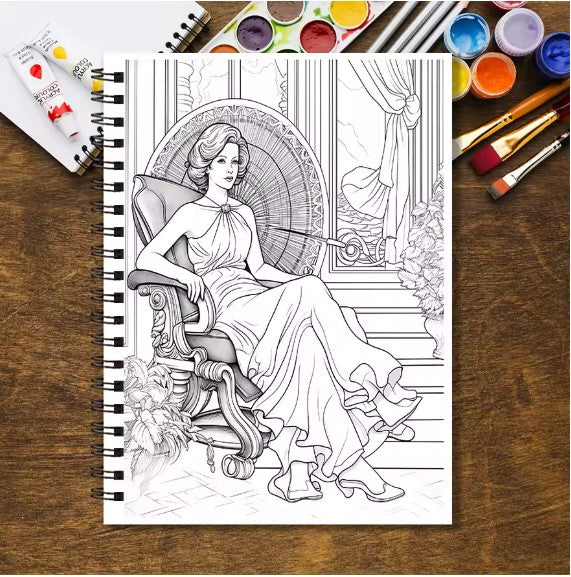 Adult Coloring Book - 8.3x 11.2 Inch 32 Pages Elegant Ladies Coloring Book - Helps Reduce Stress and Ease Emotions