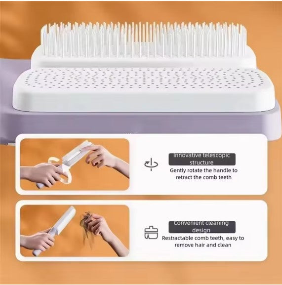 Automatic Cleaning Rotating Lifting Comb Self Cleaning Hairbrush Rotating Retractable Anti Static Massage Comb Scalp Hair Comb