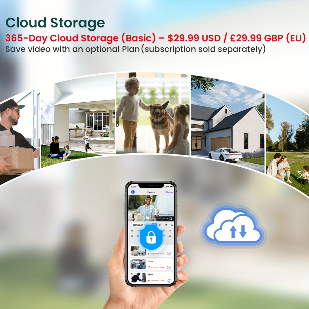 Wireless Video Doorbell, Wall Mounted, 1440P, with AI Motion Detection, Remote Control Via Cell Phone, Easy to Install, for Home Monitoring, Two-Way Audio, Rechargeable Battery, Night Vision Function