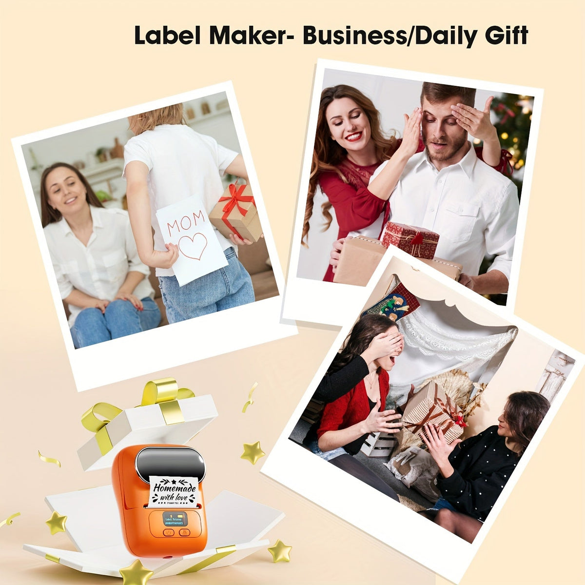 Label Makers - Barcode Label Printer Wireless Portable Thermal Printer For Small Business, Address, Logo, Clothing, Mailing, Sticker Printer For Phones & PC, Black