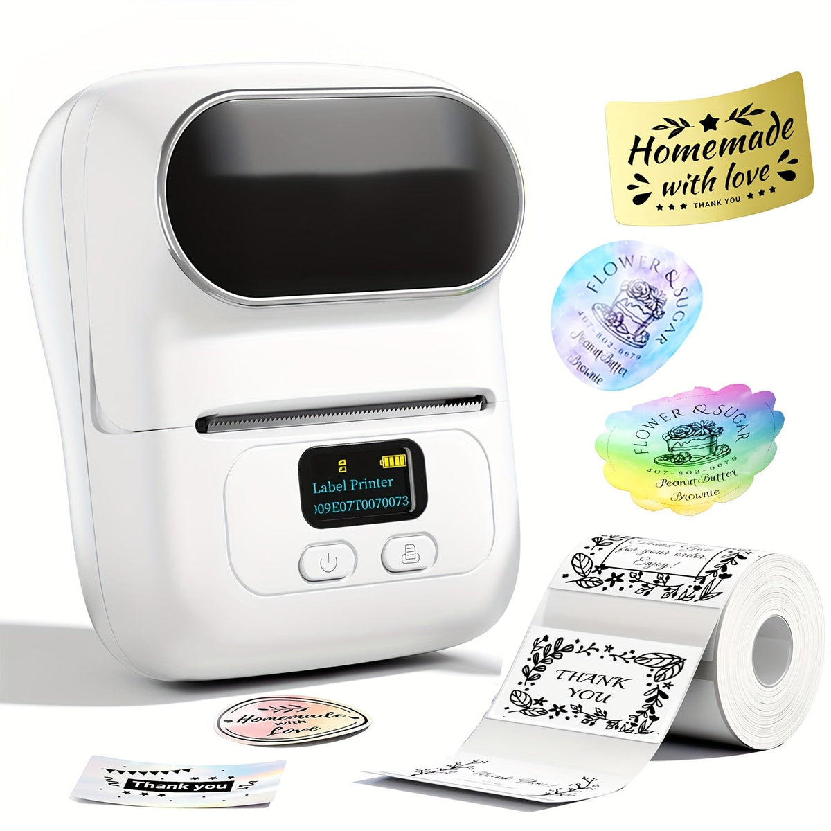 Label Makers - Barcode Label Printer Wireless Portable Thermal Printer For Small Business, Address, Logo, Clothing, Mailing, Sticker Printer For Phones & PC, Black