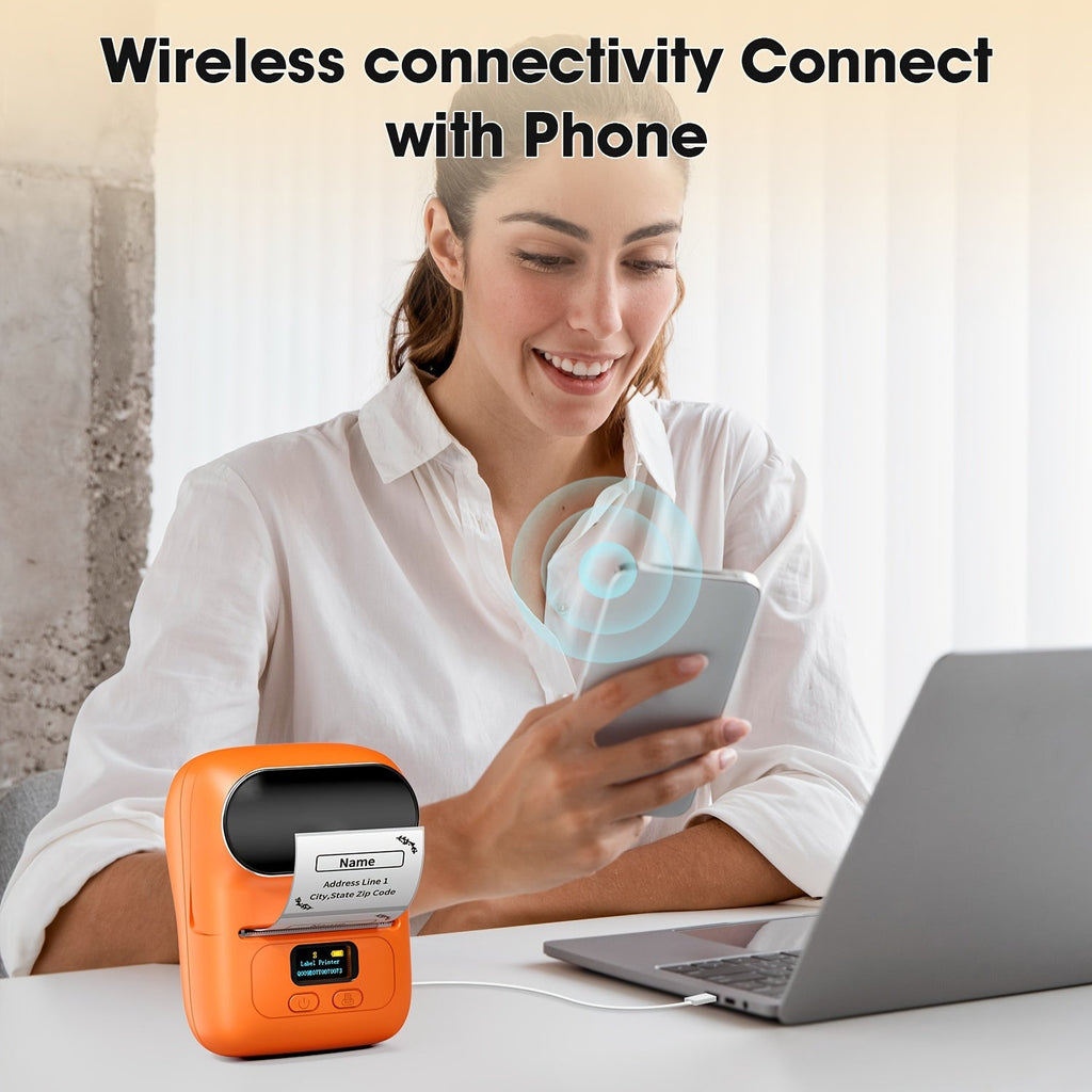Label Makers - Barcode Label Printer Wireless Portable Thermal Printer For Small Business, Address, Logo, Clothing, Mailing, Sticker Printer For Phones & PC, Black