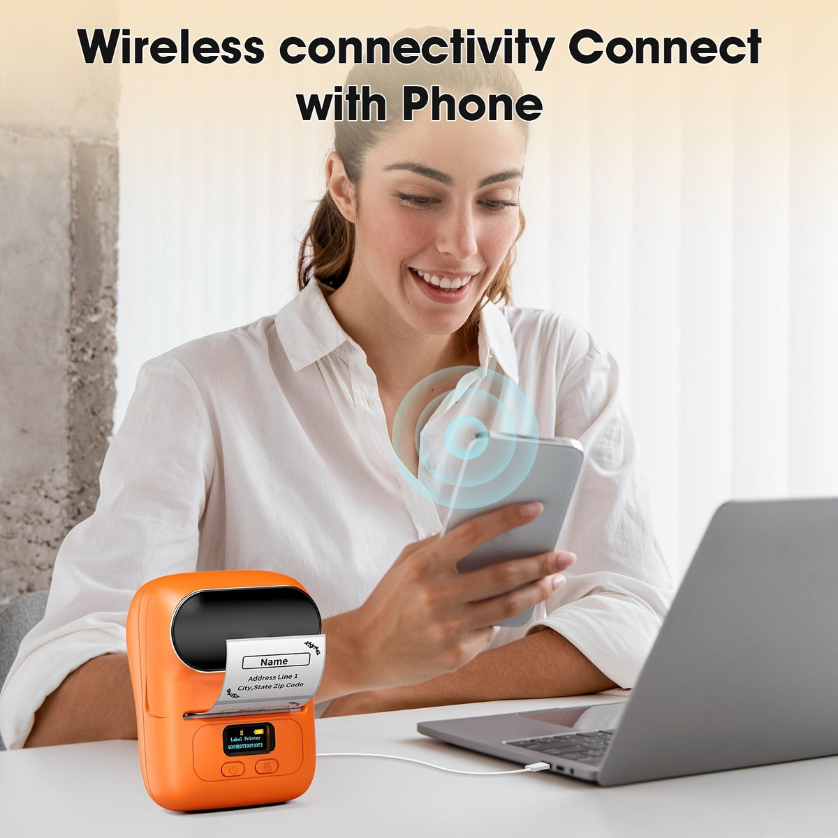 Label Makers - Barcode Label Printer Wireless Portable Thermal Printer For Small Business, Address, Logo, Clothing, Mailing, Sticker Printer For Phones & PC, Black