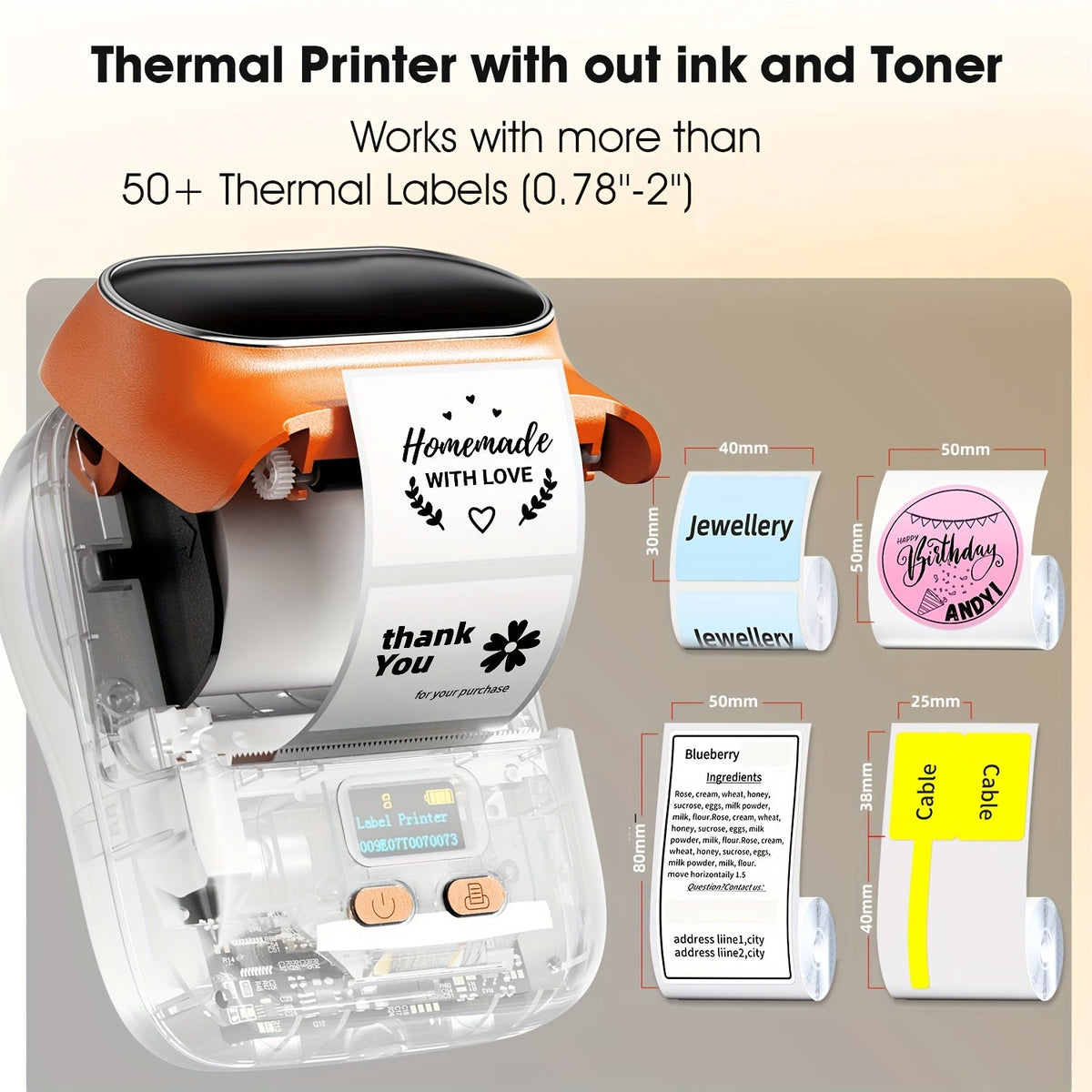 Label Makers - Barcode Label Printer Wireless Portable Thermal Printer For Small Business, Address, Logo, Clothing, Mailing, Sticker Printer For Phones & PC, Black